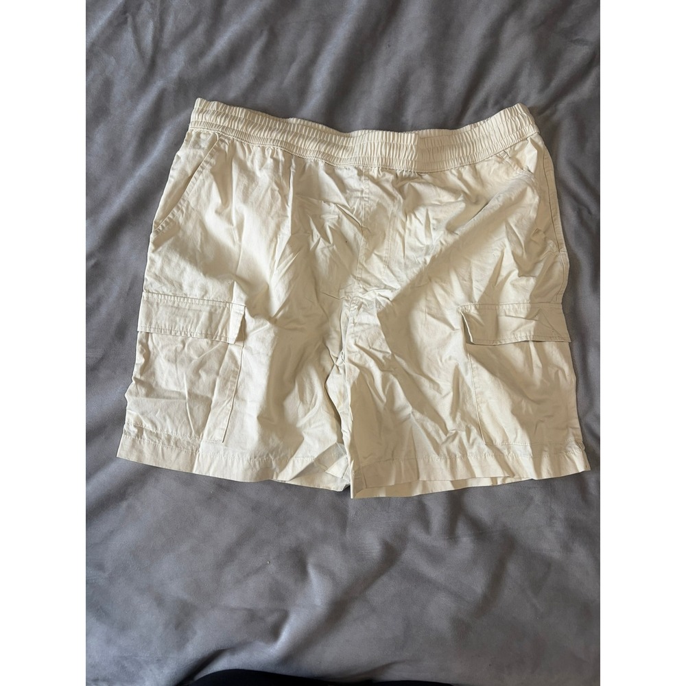 Original Use Mens Cargo Shorts Tan Khaki Elastic Waist Casual Utility Size Large